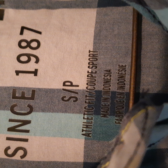 Mossimo Small Blue Plaid Snap Button down shirt - Picture 2 of 4